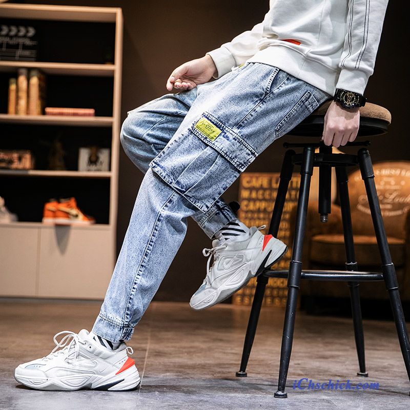 Bekleidung Jeans Feder Mode Trend Schüler Neu Blau Günstige