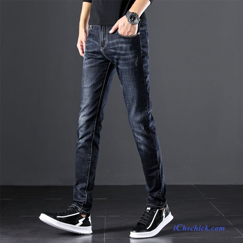 Bekleidung Jeans Gerade Elastisch Neu Schlank Trend Blau Sale