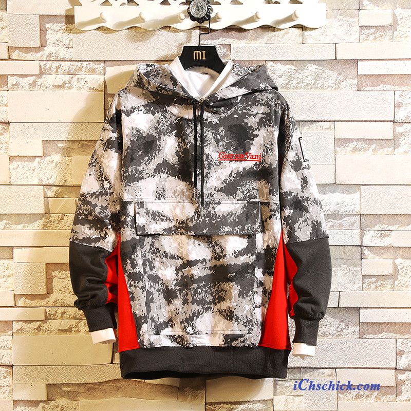 Bekleidung Kapuzenpulli Allgleiches Hoodies Herren Persönlichkeit Neu Camouflage Grau Günstig