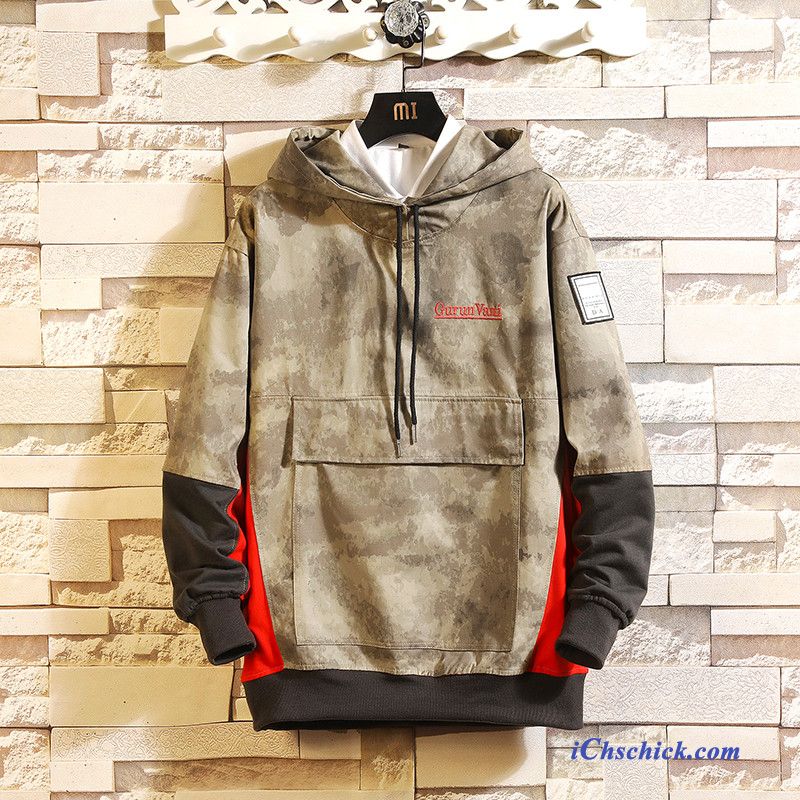 Bekleidung Kapuzenpulli Allgleiches Hoodies Herren Persönlichkeit Neu Camouflage Grau Günstig