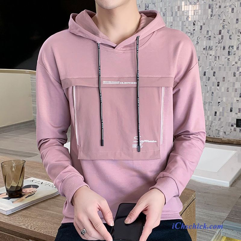 Bekleidung Kapuzenpulli Hoodies Trend Feder Schüler Herren Schwarz Online