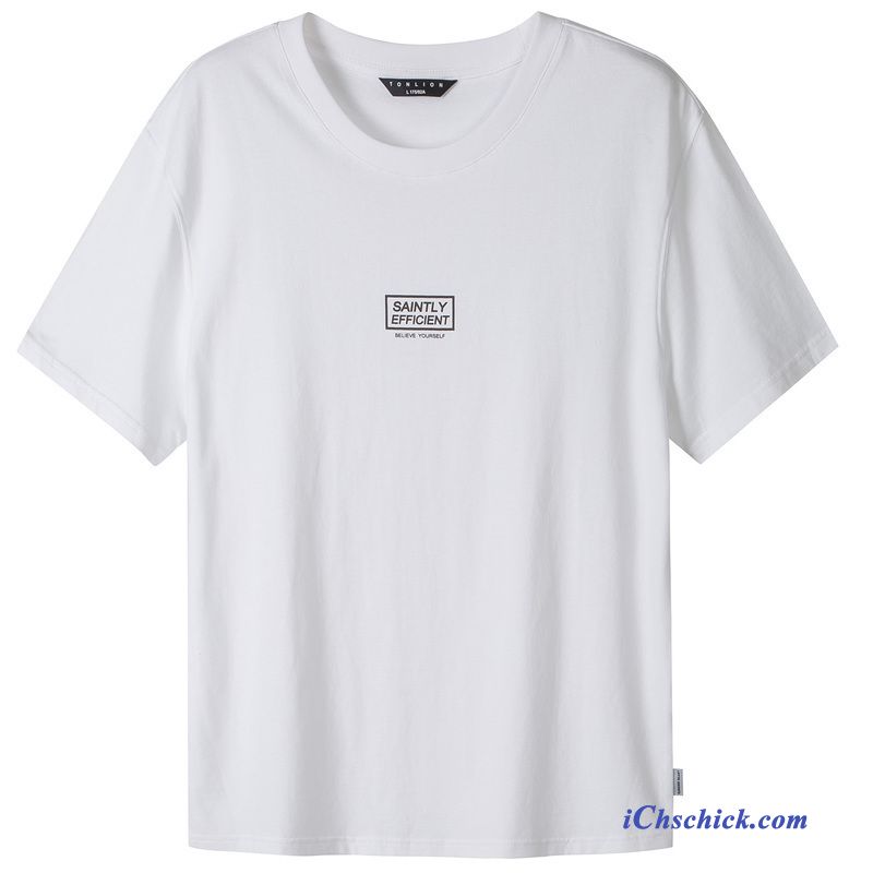 Bekleidung T-shirts Mantel Rein Neu Lose Rundausschnitt Rot Discount