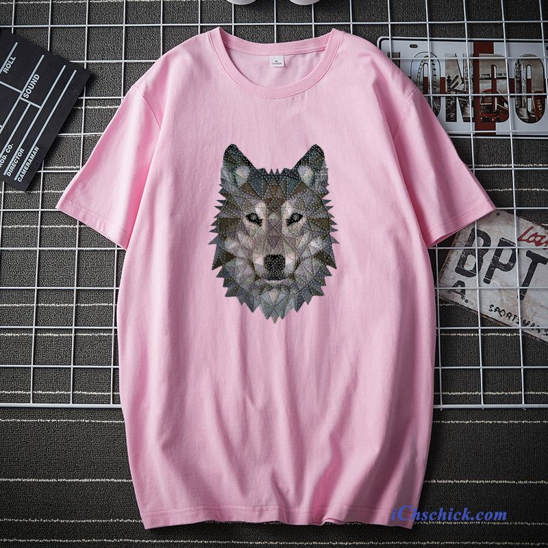 Bekleidung T-shirts Trend Hülse Neu Herren Rein Rosa Online