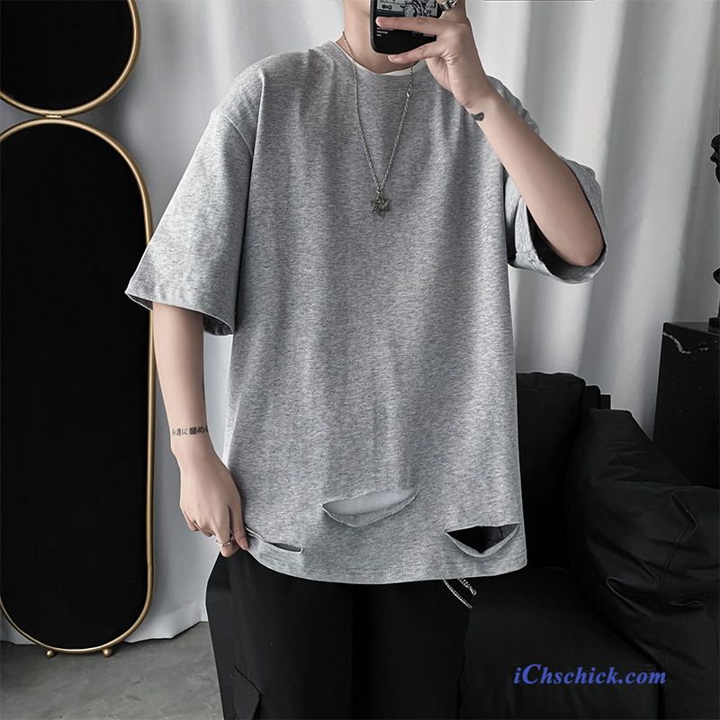 Bekleidung T-shirts Trend Mantel Lose Sommer Löcher Weiß Online