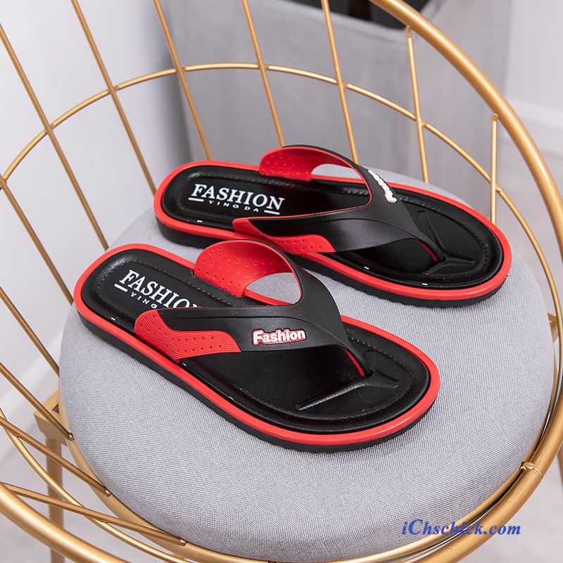 Schuhe Flip Flops Sommer Draussen Rutschsicher Trend Tragen Sandfarben Blau Geschäft