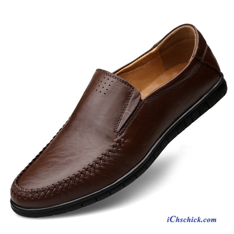 Schuhe Halbschuhe Neue Mokassins Echtleder Casual Slip-on Braun Kaufen