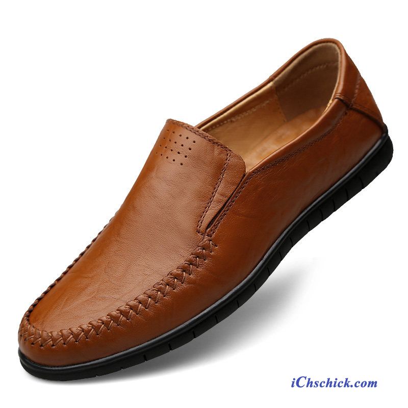 Schuhe Halbschuhe Neue Mokassins Echtleder Casual Slip-on Braun Kaufen