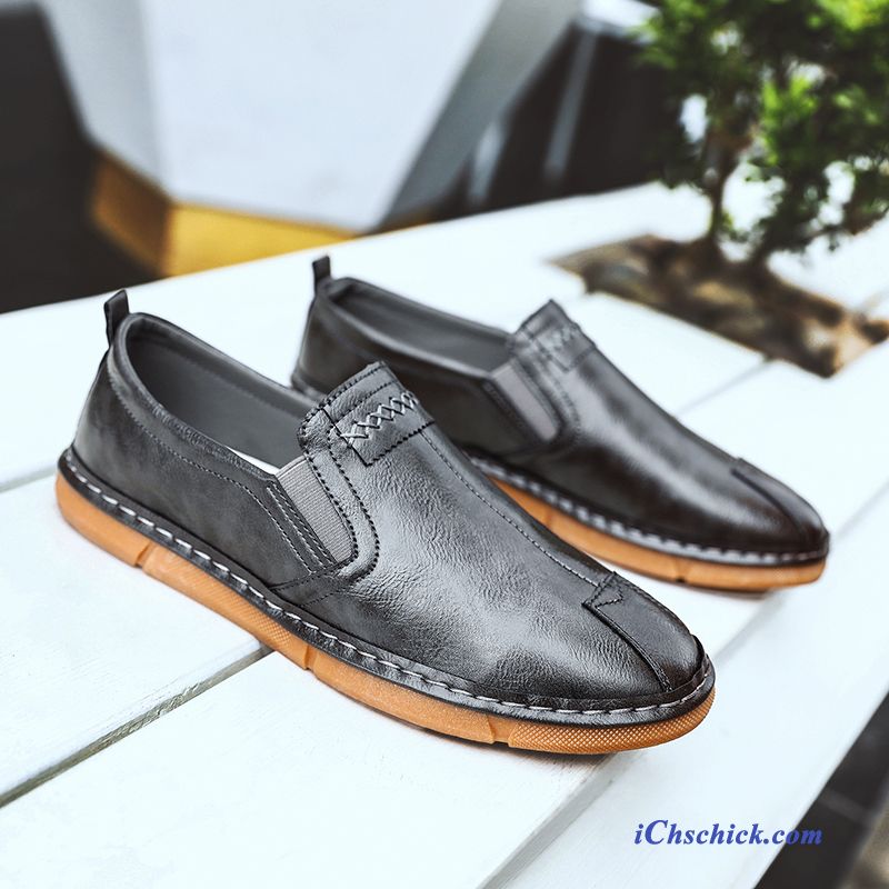 Schuhe Halbschuhe Neue Trend Sommer Mokassins Lederschuhe Schwarz