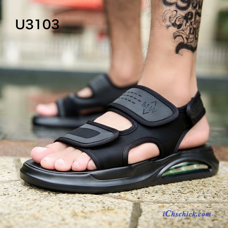 Schuhe Sandalen Draussen Luftkissen Rom Sommer Weiche Sohle Sandfarben Schwarz Kaufen