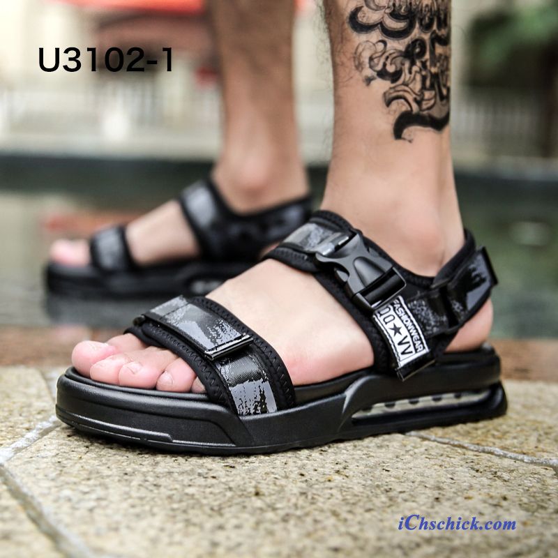 Schuhe Sandalen Draussen Luftkissen Rom Sommer Weiche Sohle Sandfarben Schwarz Kaufen