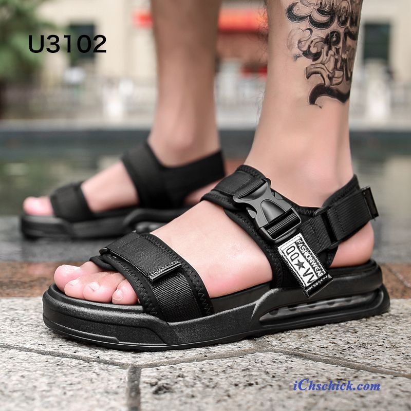 Schuhe Sandalen Draussen Luftkissen Rom Sommer Weiche Sohle Sandfarben Schwarz Kaufen