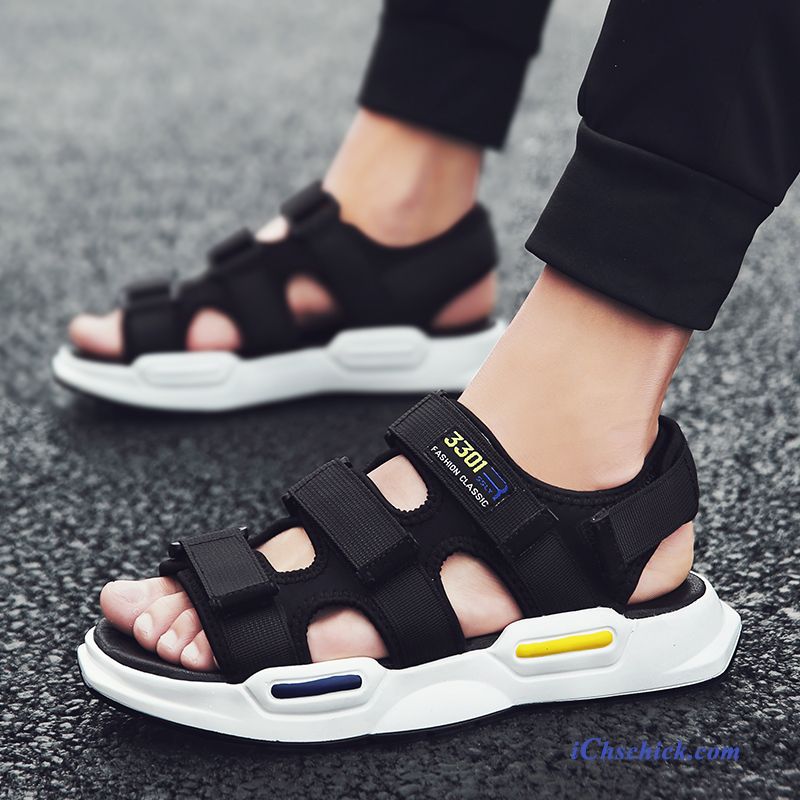 Schuhe Sandalen Rutschsicher Neue Trend Sommer Outwear Sandfarben Schwarz Discount