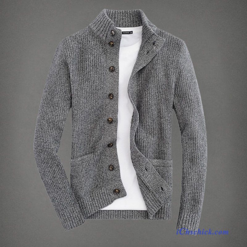 Strickpullover Schwarz Herren, Cardigan Kapuze Herren