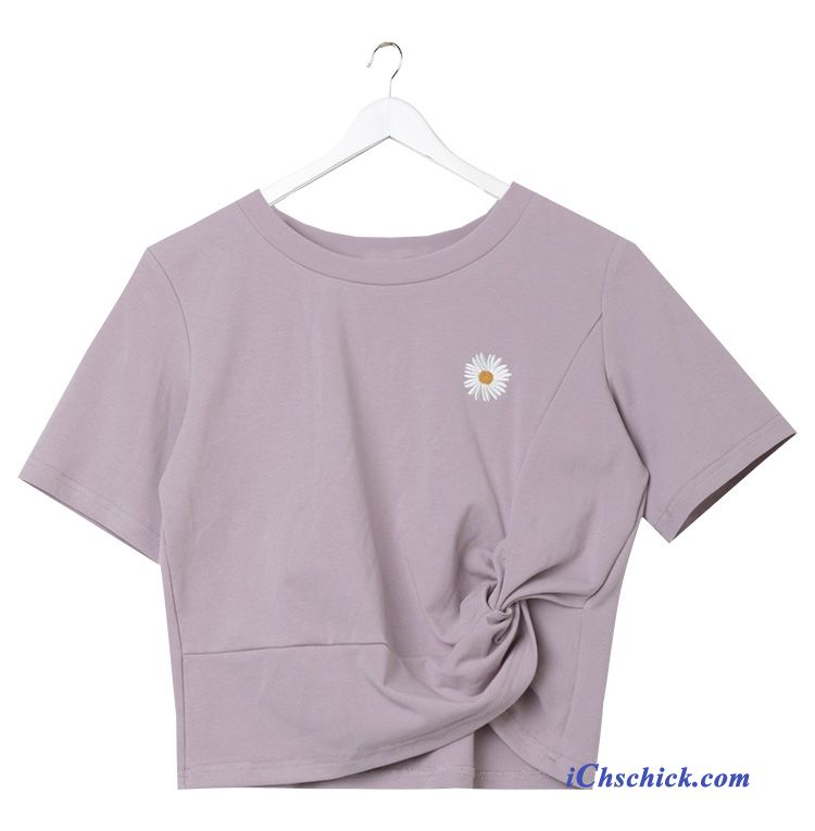 Bekleidung T-shirts Kleine Daisy Hülse Neu Kurzer Absatz Sommer Purpur Lila Angebote